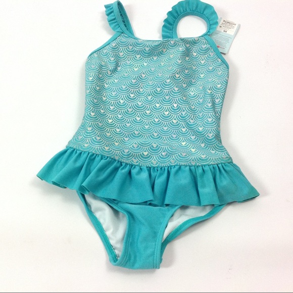 New Girls One Piece Swimsuit Blue 4-5 Swimwear - Picture 1 of 3